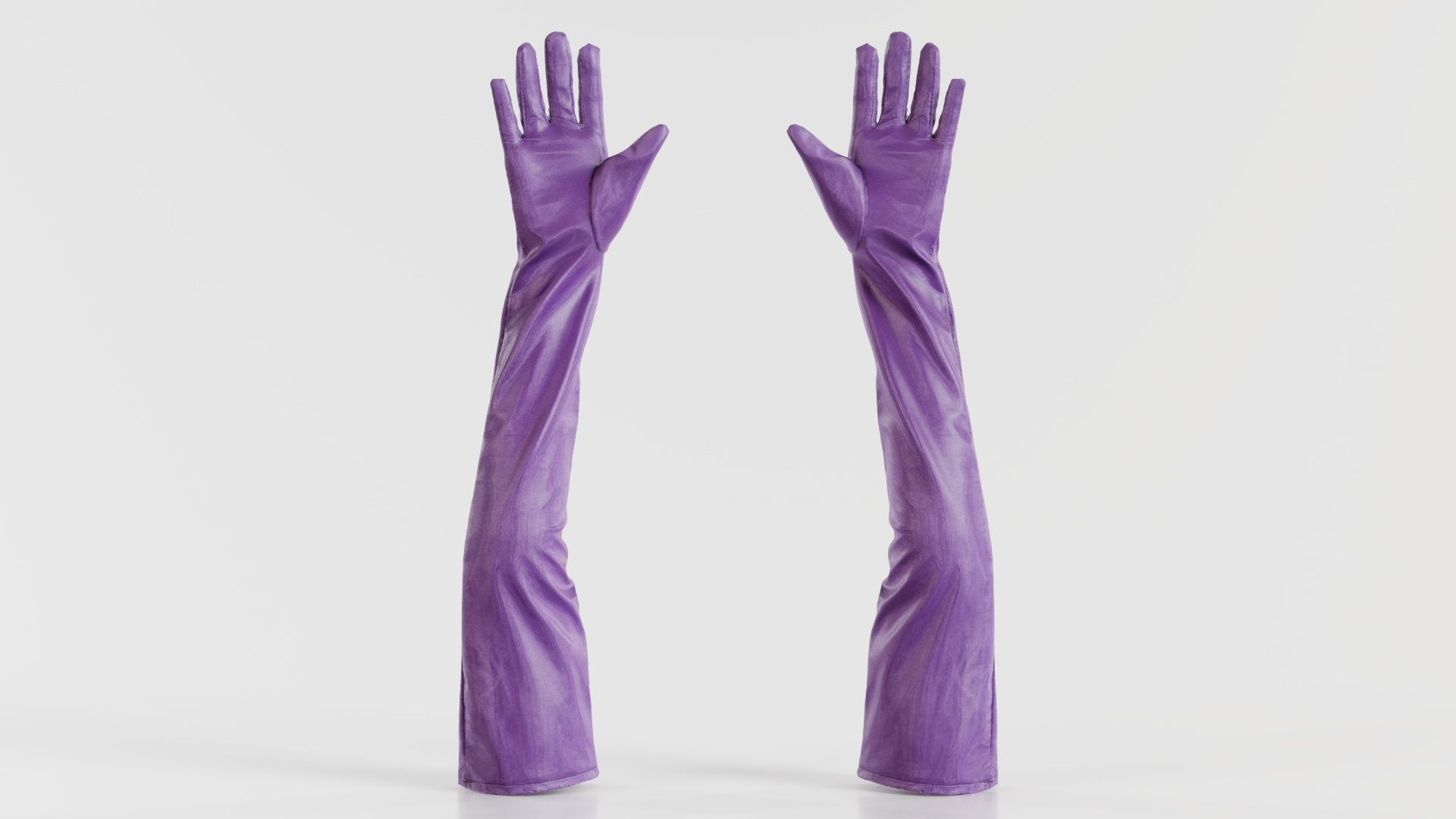 Long Vinyl Gloves Low-poly 3D model_3