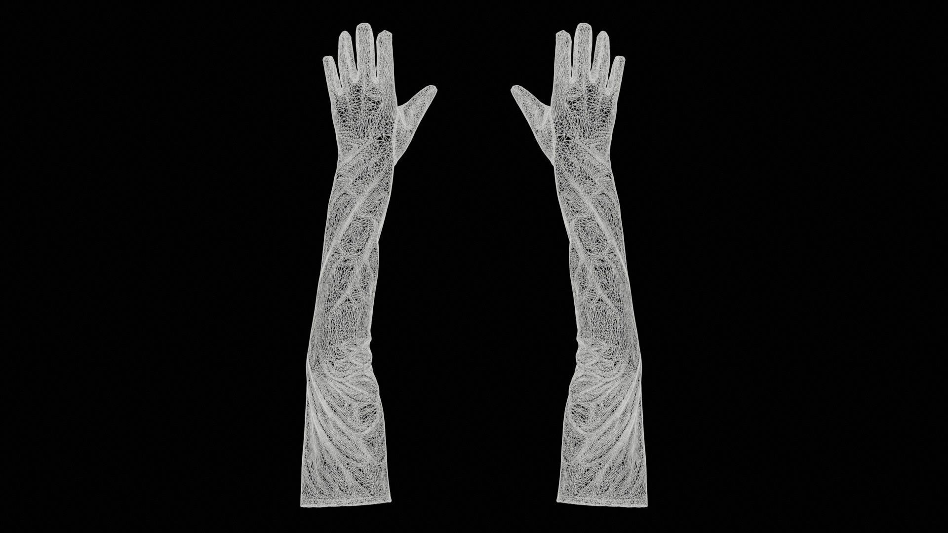 Long Vinyl Gloves Low-poly 3D model_11