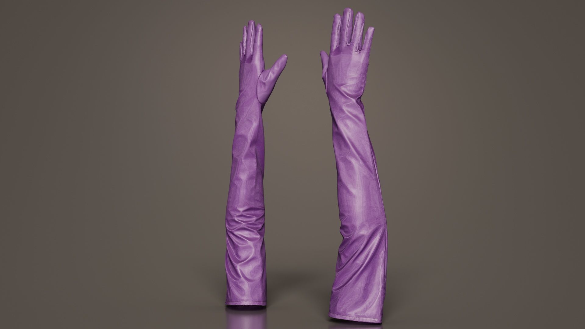 Long Vinyl Gloves Low-poly 3D model_7