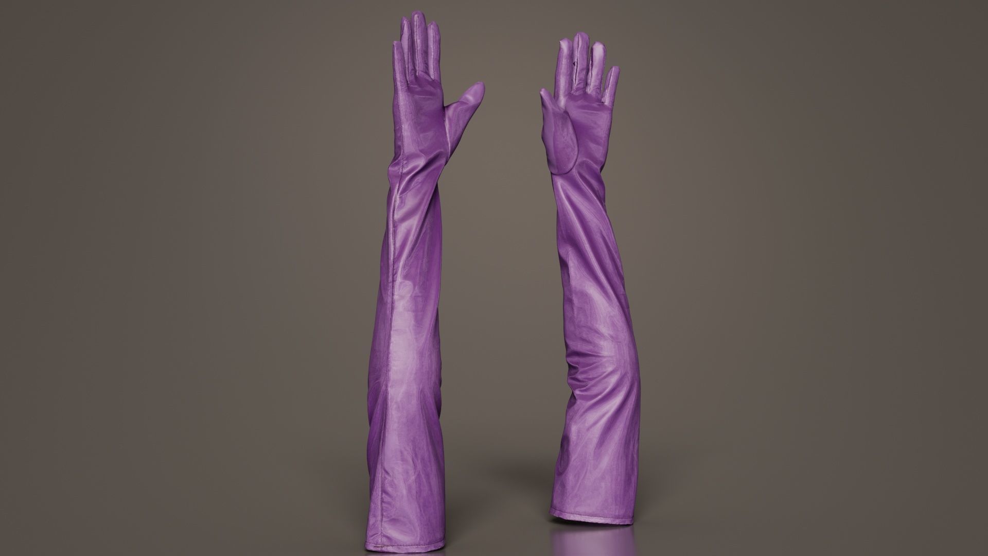 Long Vinyl Gloves Low-poly 3D model_2
