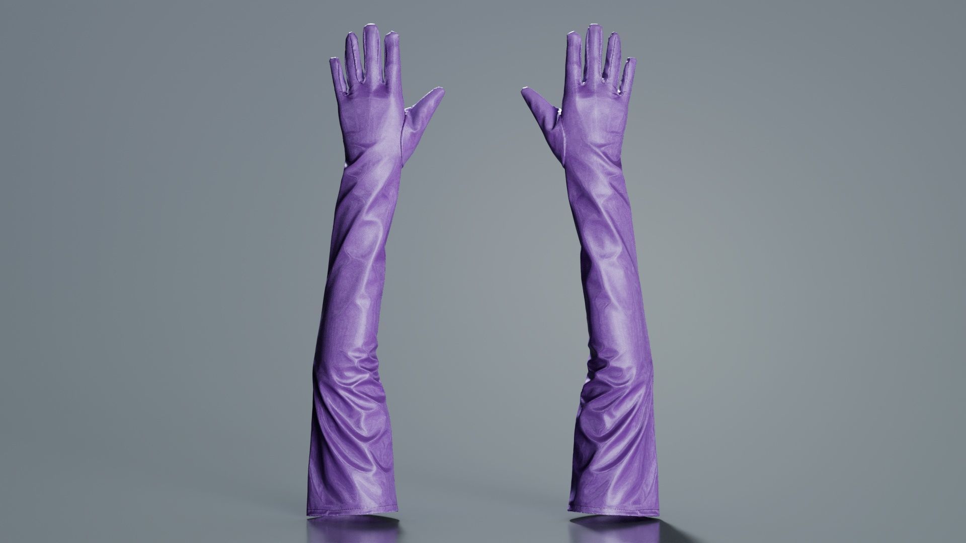 Long Vinyl Gloves Low-poly 3D model_1