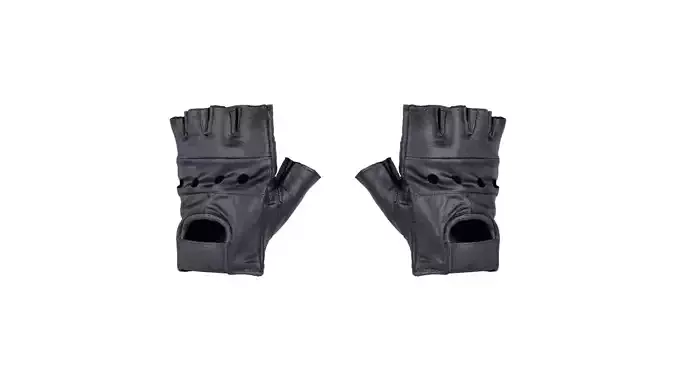 Perforated Leather Biker Gloves Low-poly 3D model