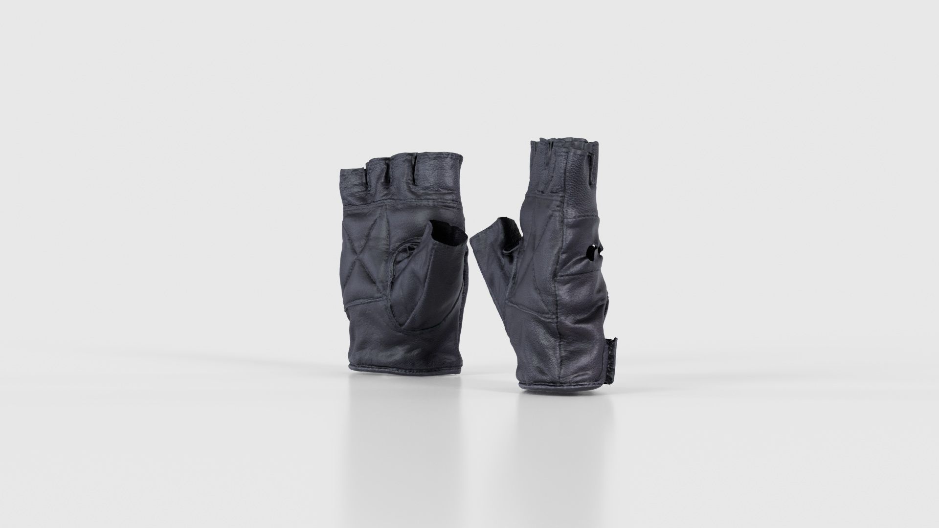 Perforated Leather Biker Gloves Low-poly 3D model_19