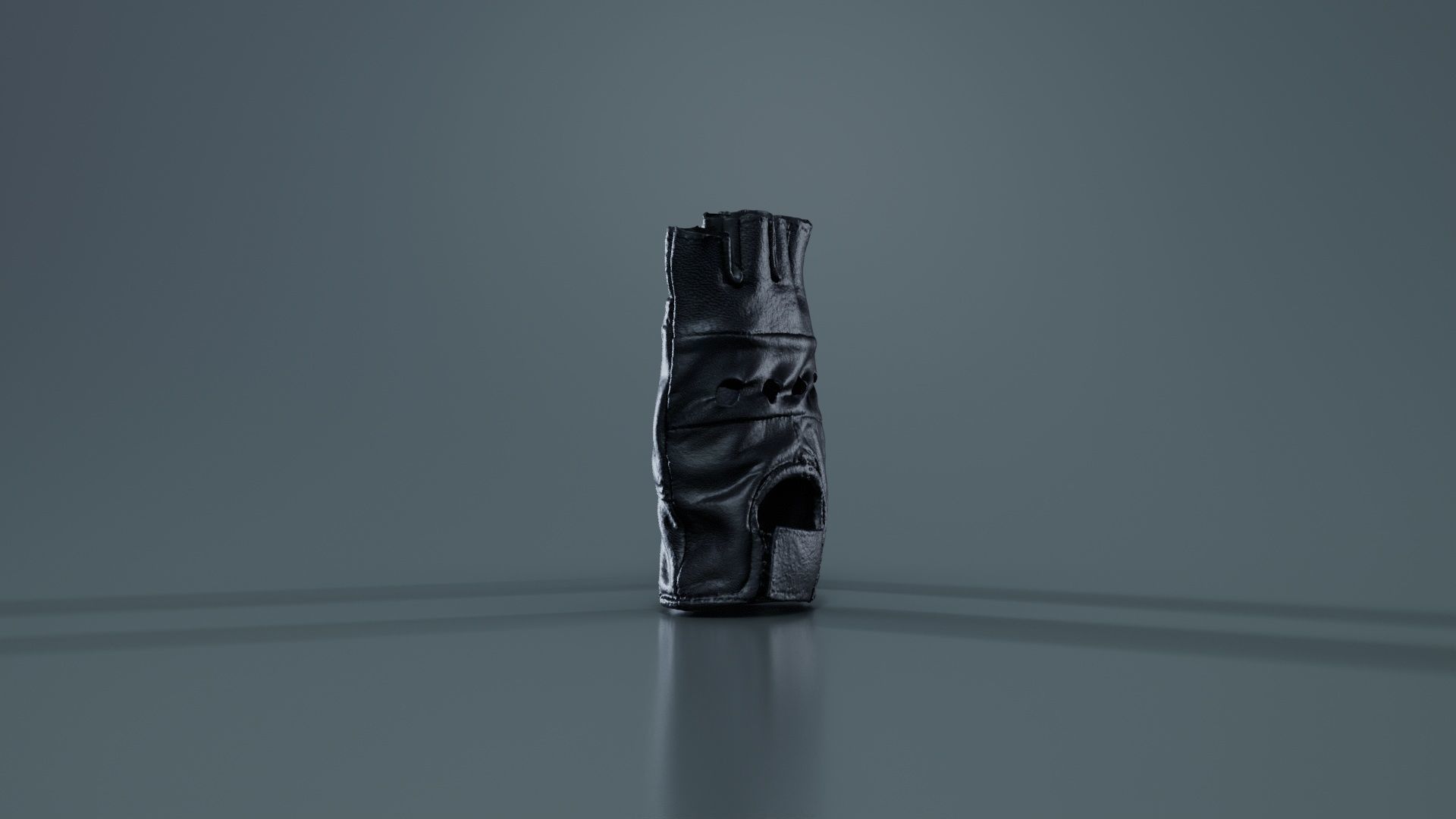 Perforated Leather Biker Gloves Low-poly 3D model_3