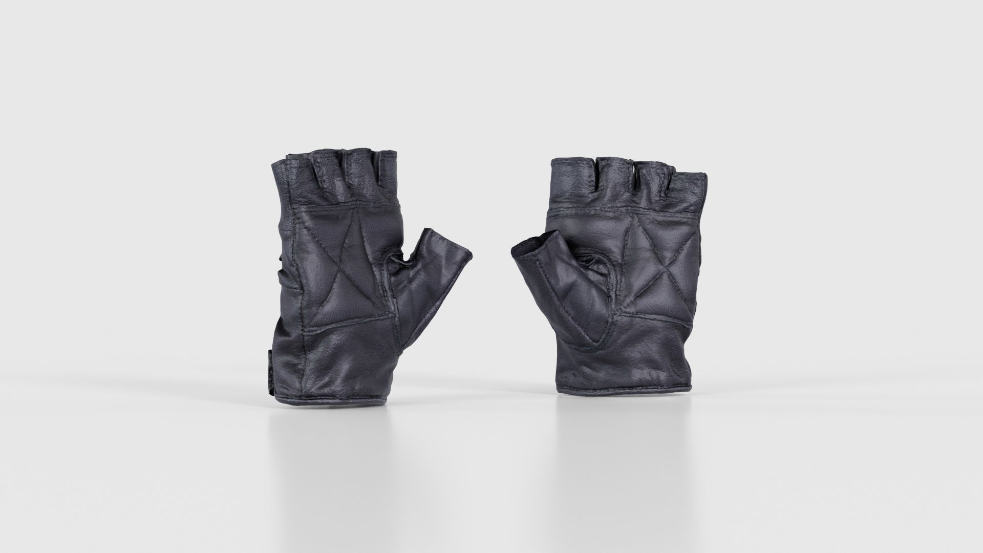 Perforated Leather Biker Gloves Low-poly 3D model_22