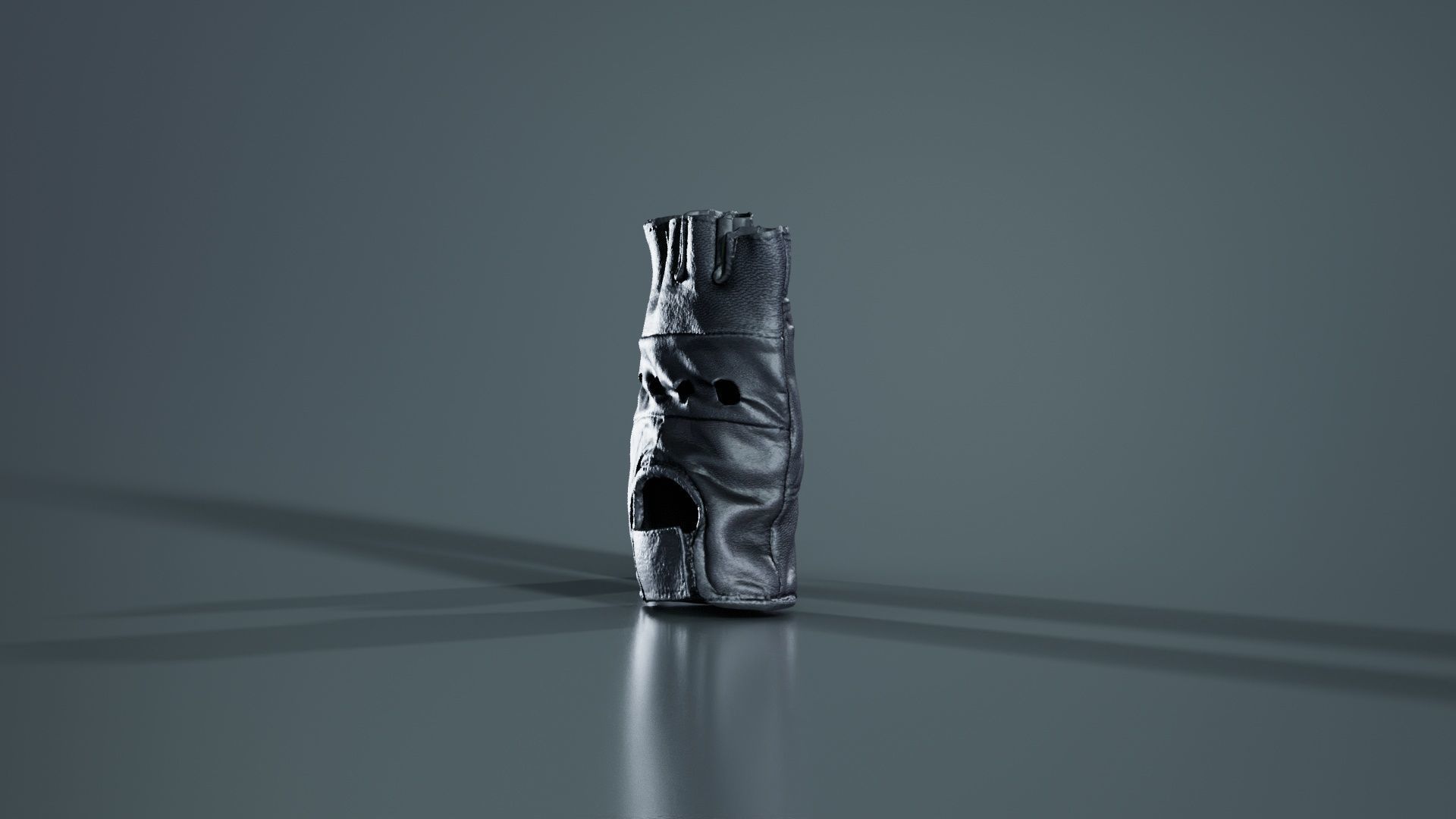 Perforated Leather Biker Gloves Low-poly 3D model_7