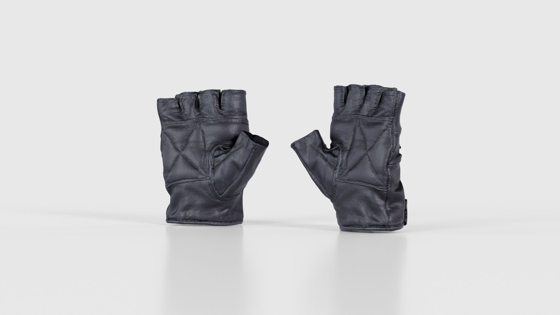 Perforated Leather Biker Gloves Low-poly 3D model_20