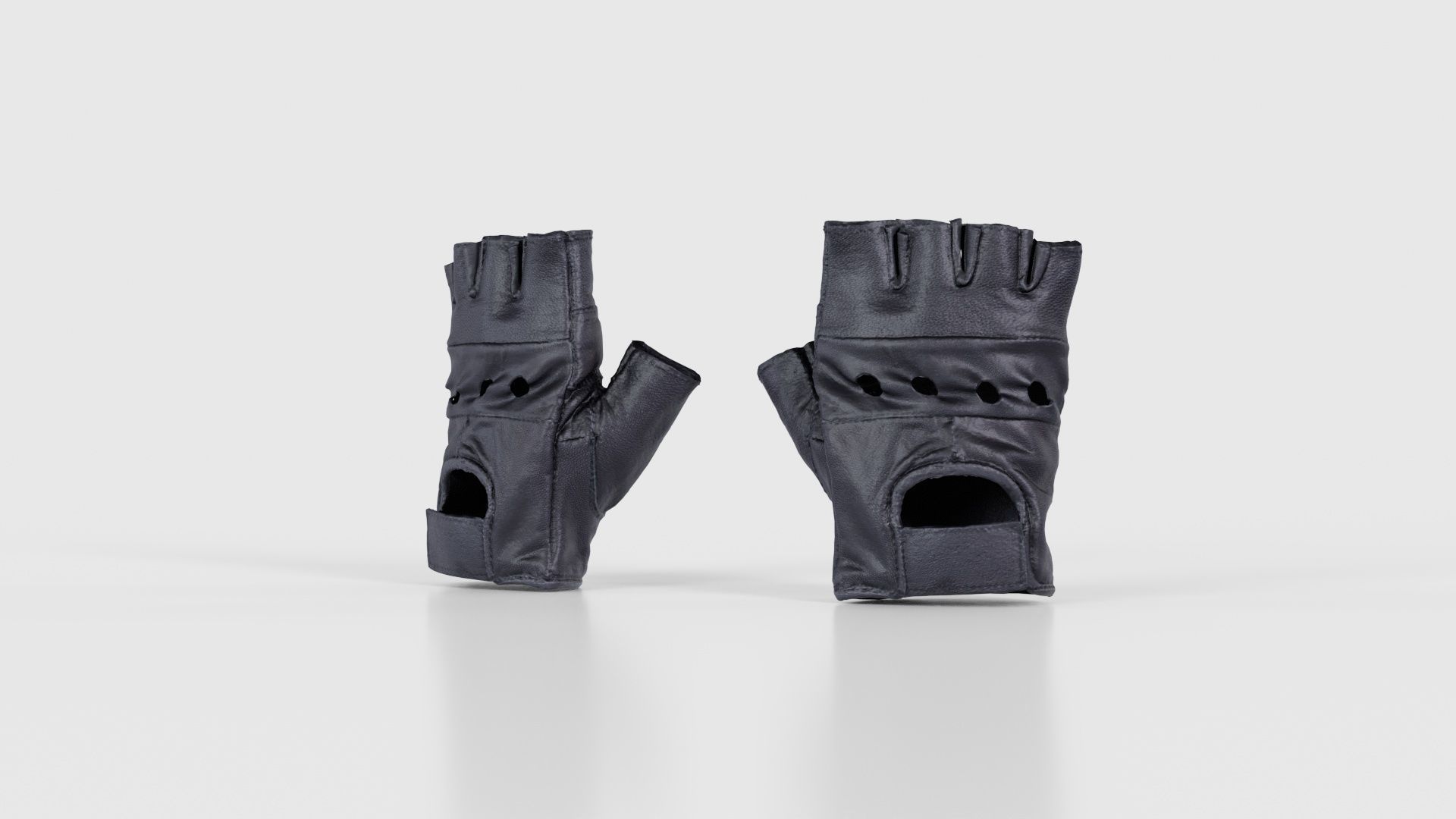 Perforated Leather Biker Gloves Low-poly 3D model_26