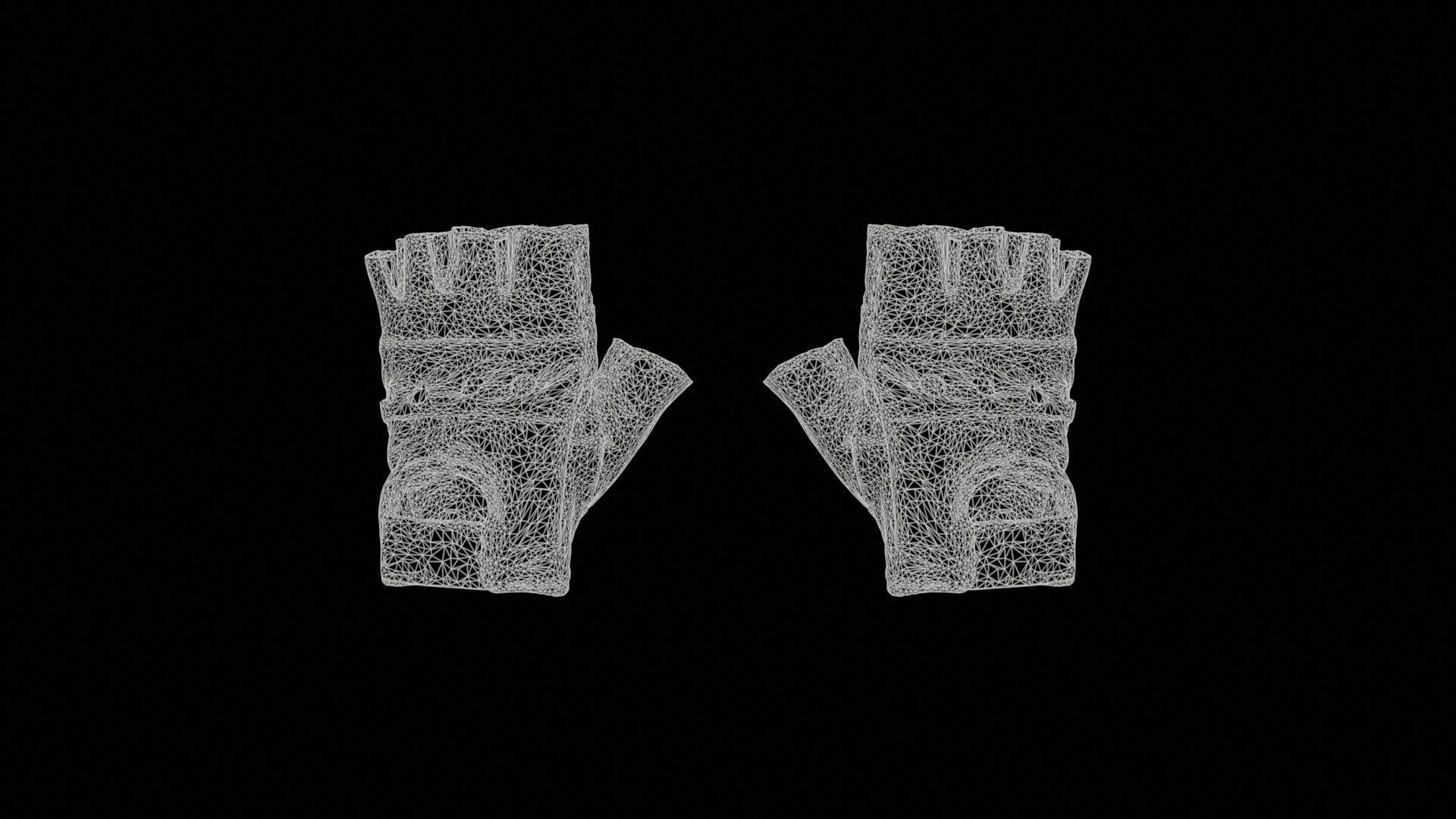 Perforated Leather Biker Gloves Low-poly 3D model_11