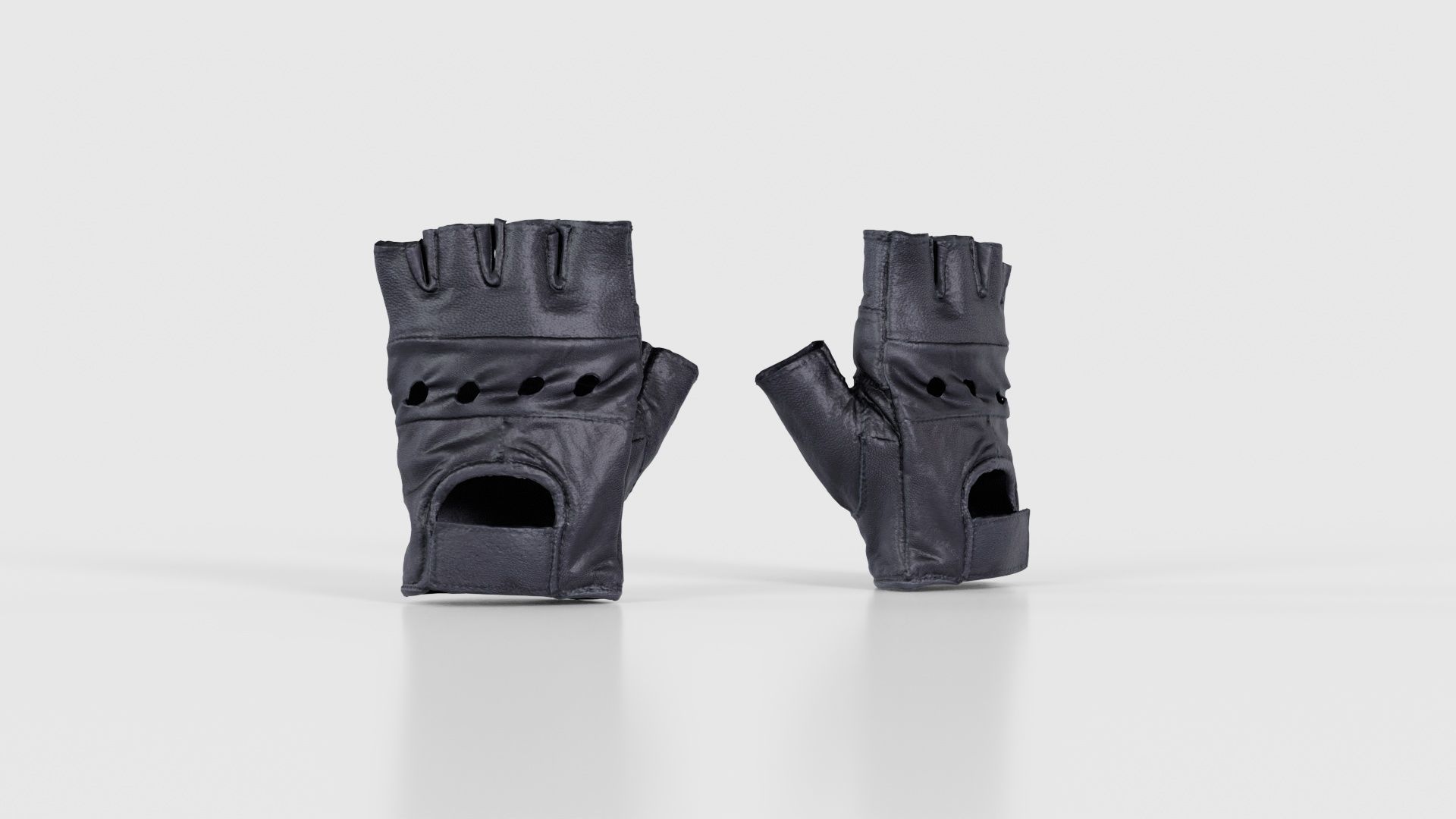 Perforated Leather Biker Gloves Low-poly 3D model_16
