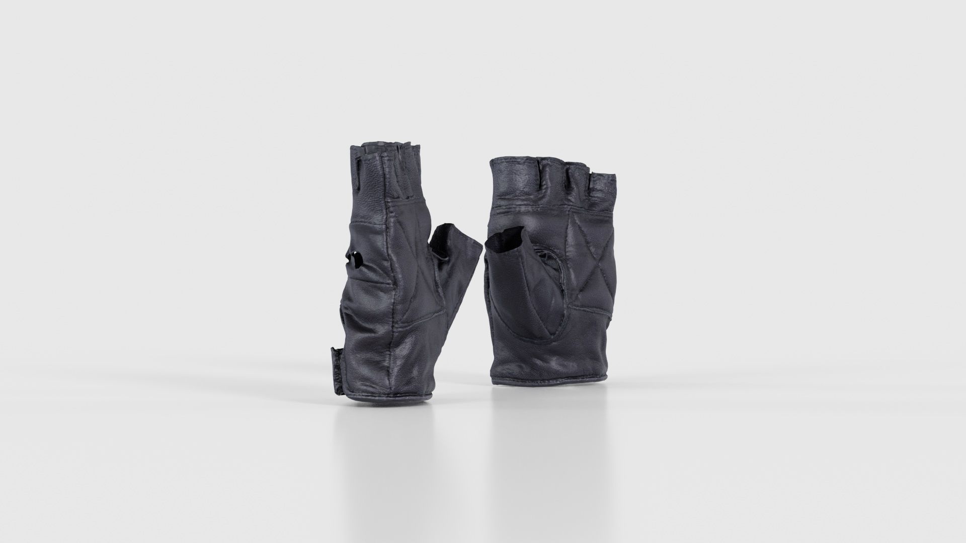 Perforated Leather Biker Gloves Low-poly 3D model_23