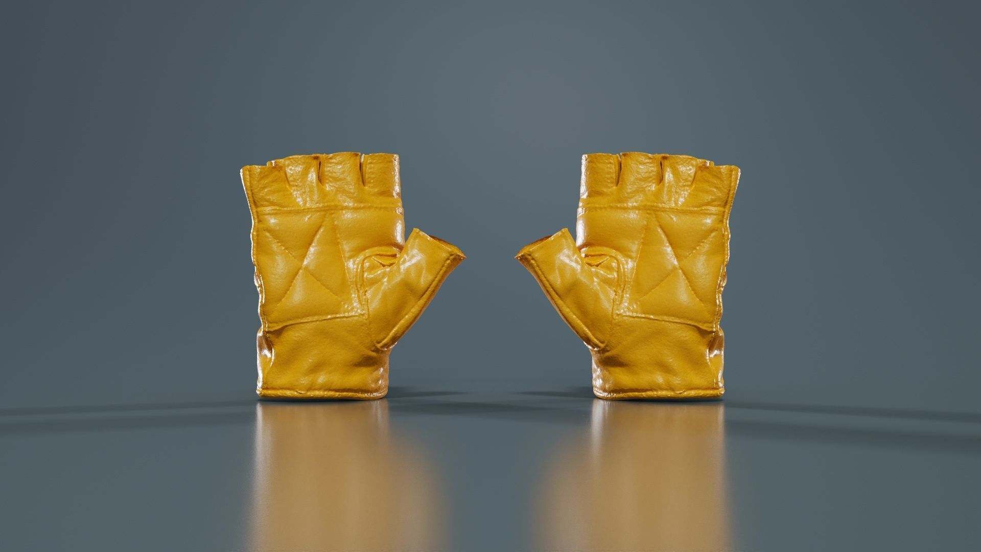 Perforated Leather Biker Gloves Low-poly 3D model_13