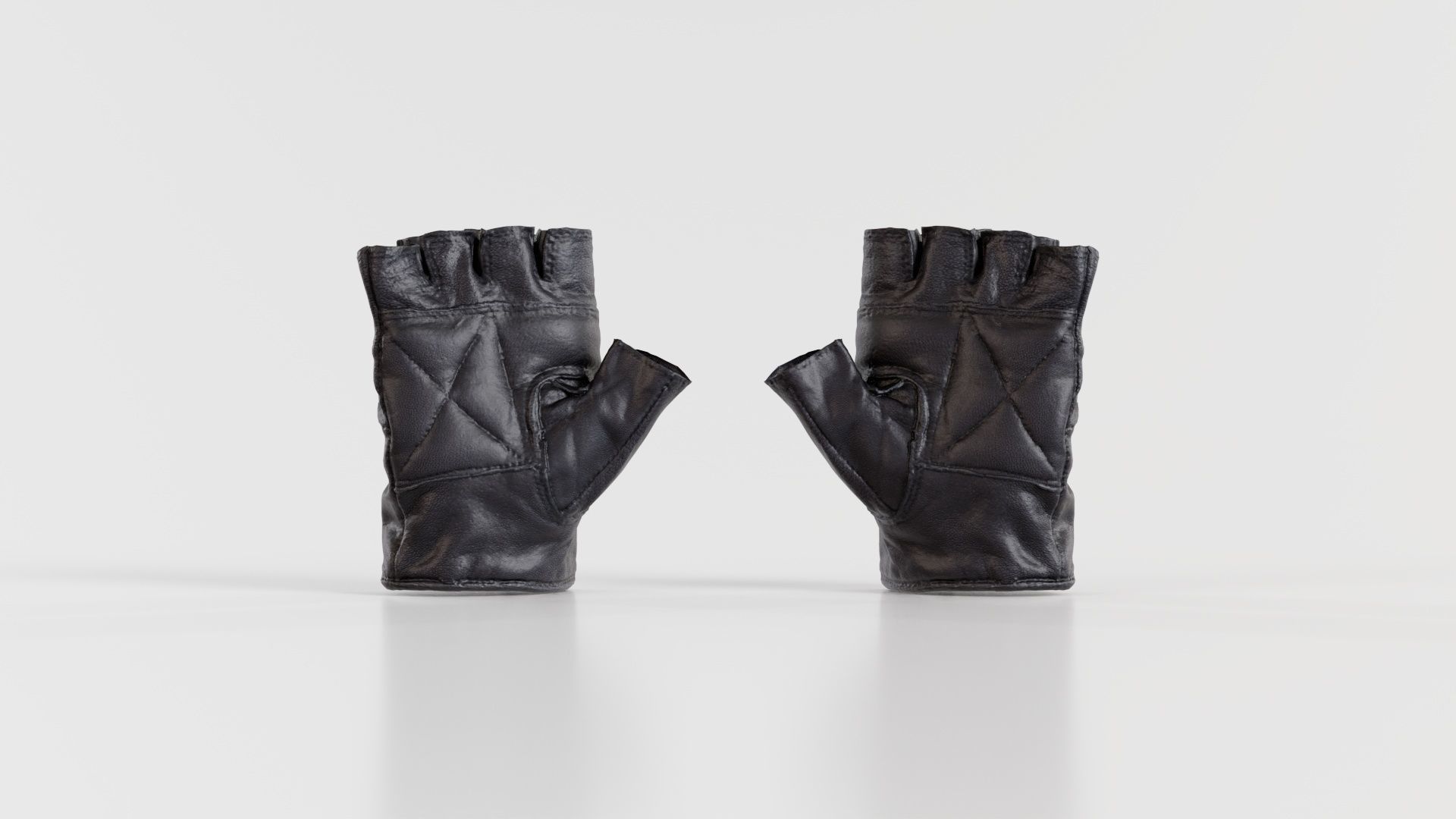 Perforated Leather Biker Gloves Low-poly 3D model_5