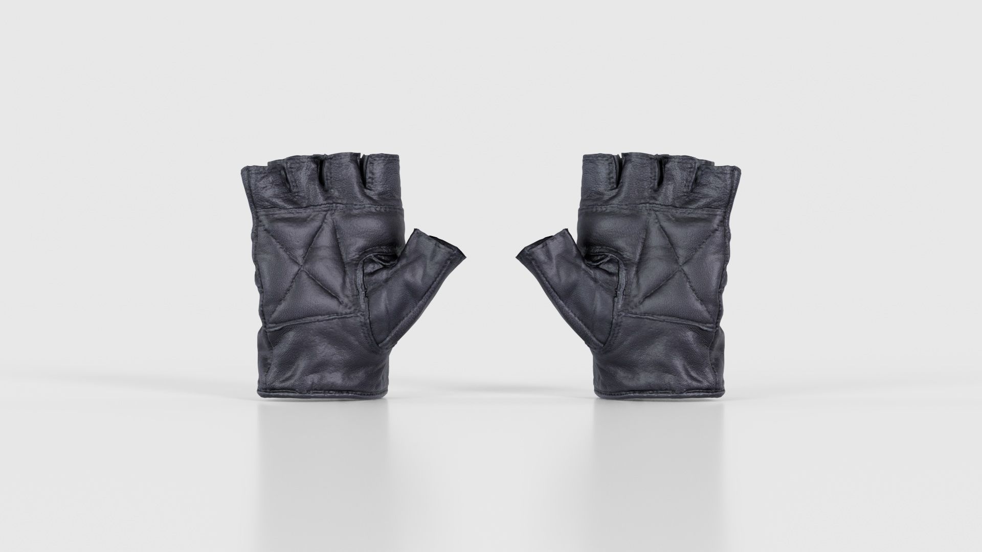 Perforated Leather Biker Gloves Low-poly 3D model_21