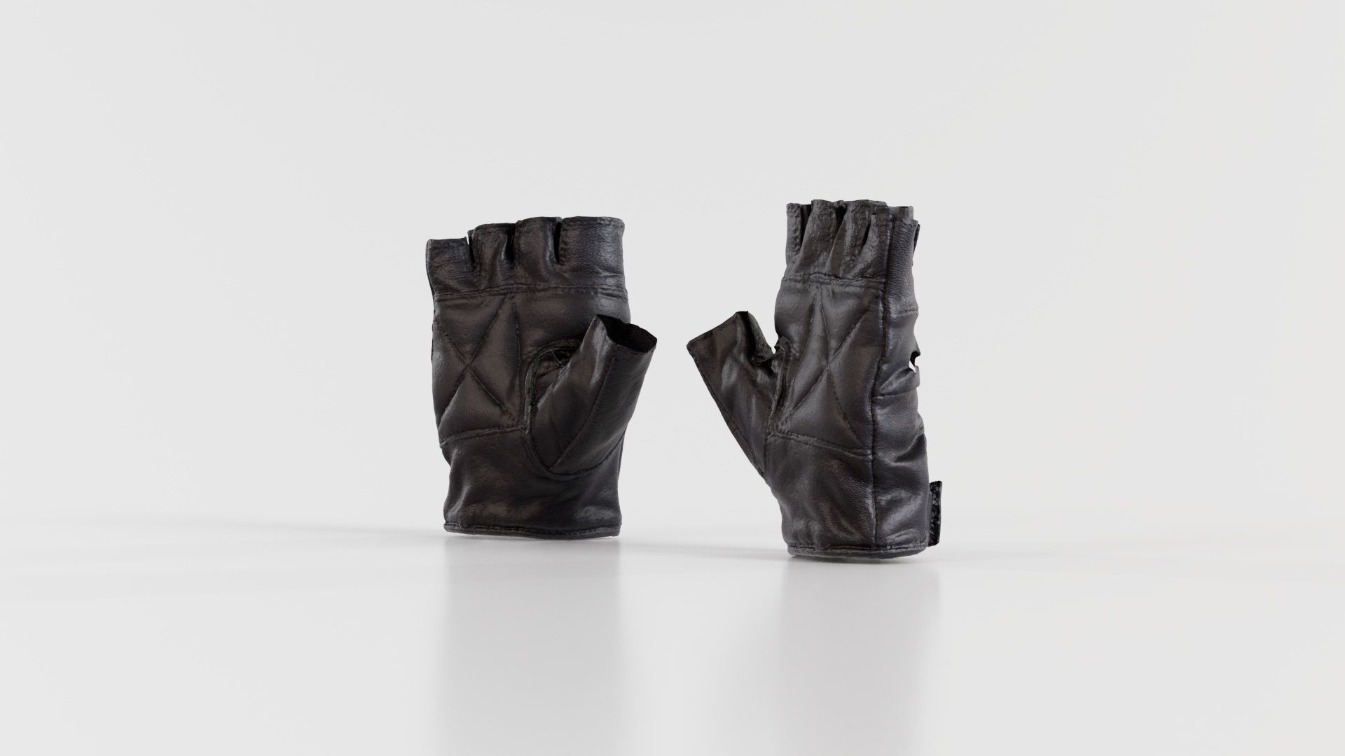 Perforated Leather Biker Gloves Low-poly 3D model_8