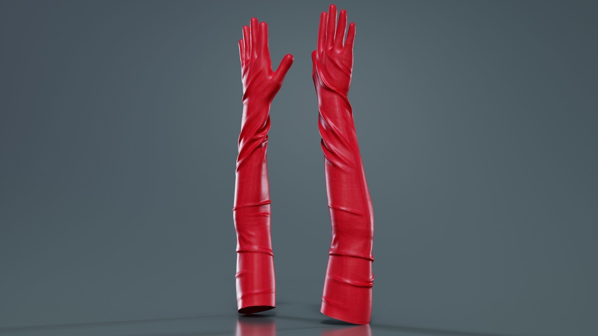 Shoulder Length Latex Gloves Low-poly 3D model_1