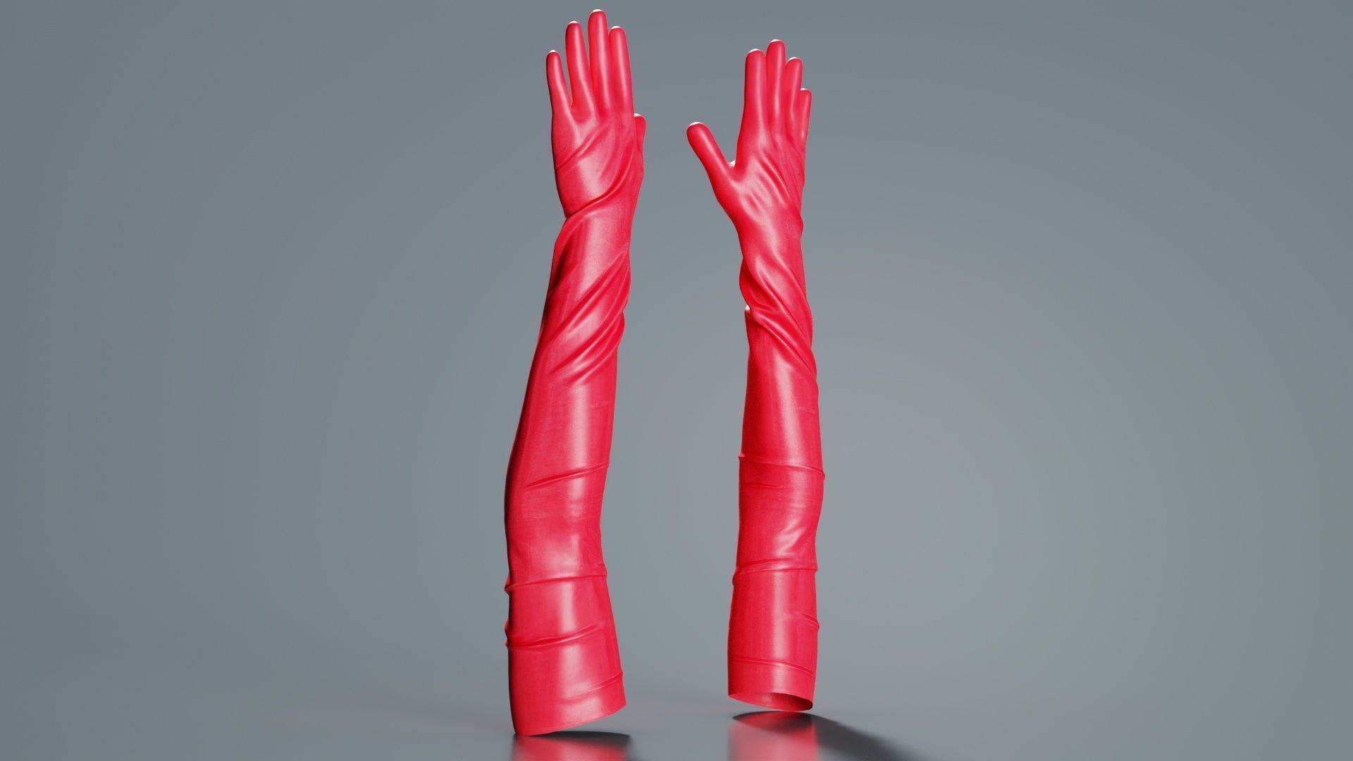 Shoulder Length Latex Gloves Low-poly 3D model_4