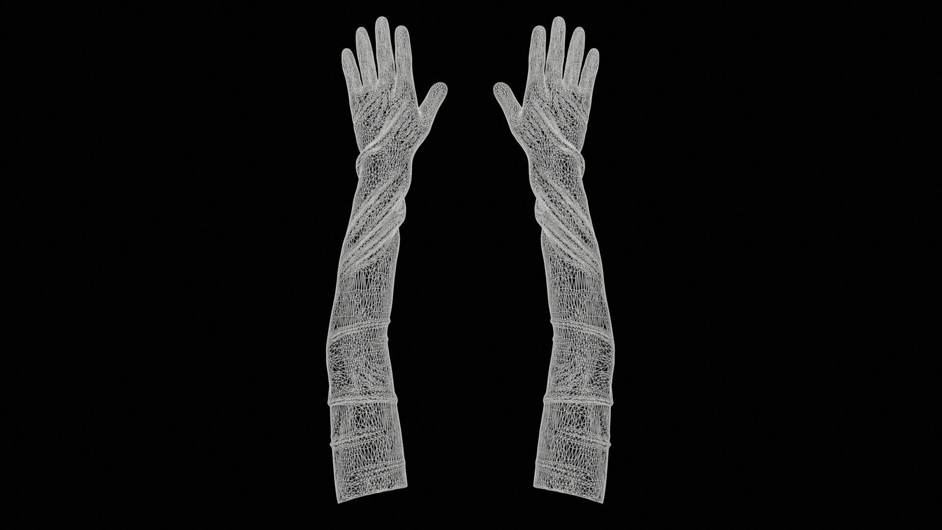 Shoulder Length Latex Gloves Low-poly 3D model_11