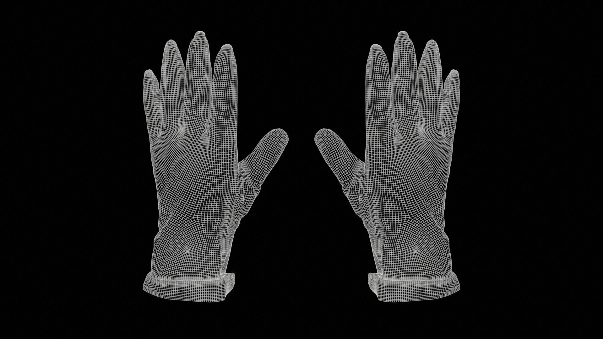 Two Tone Glove Low-poly 3D model_11