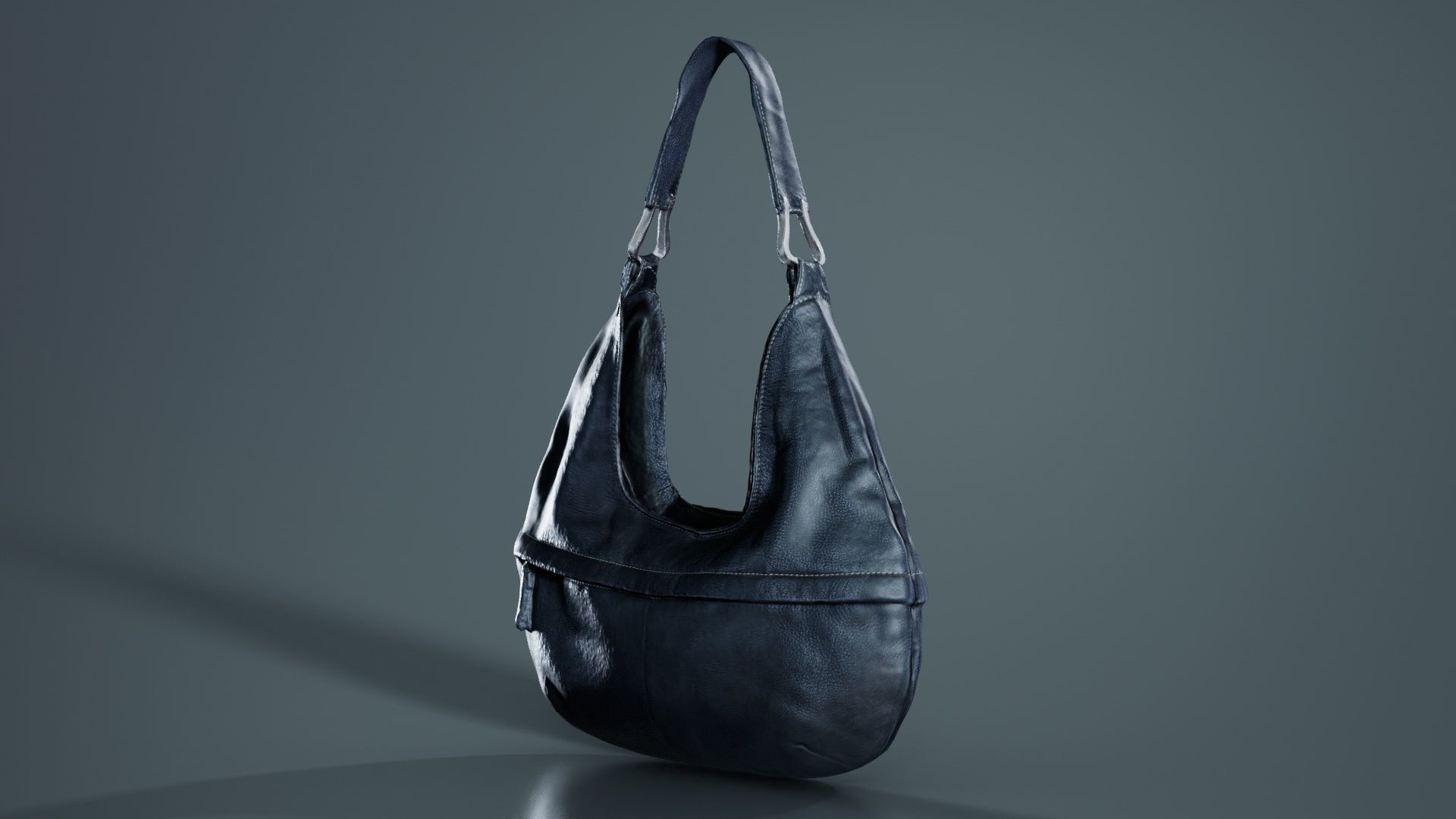 Black Leather Handbag Low-poly 3D model_3