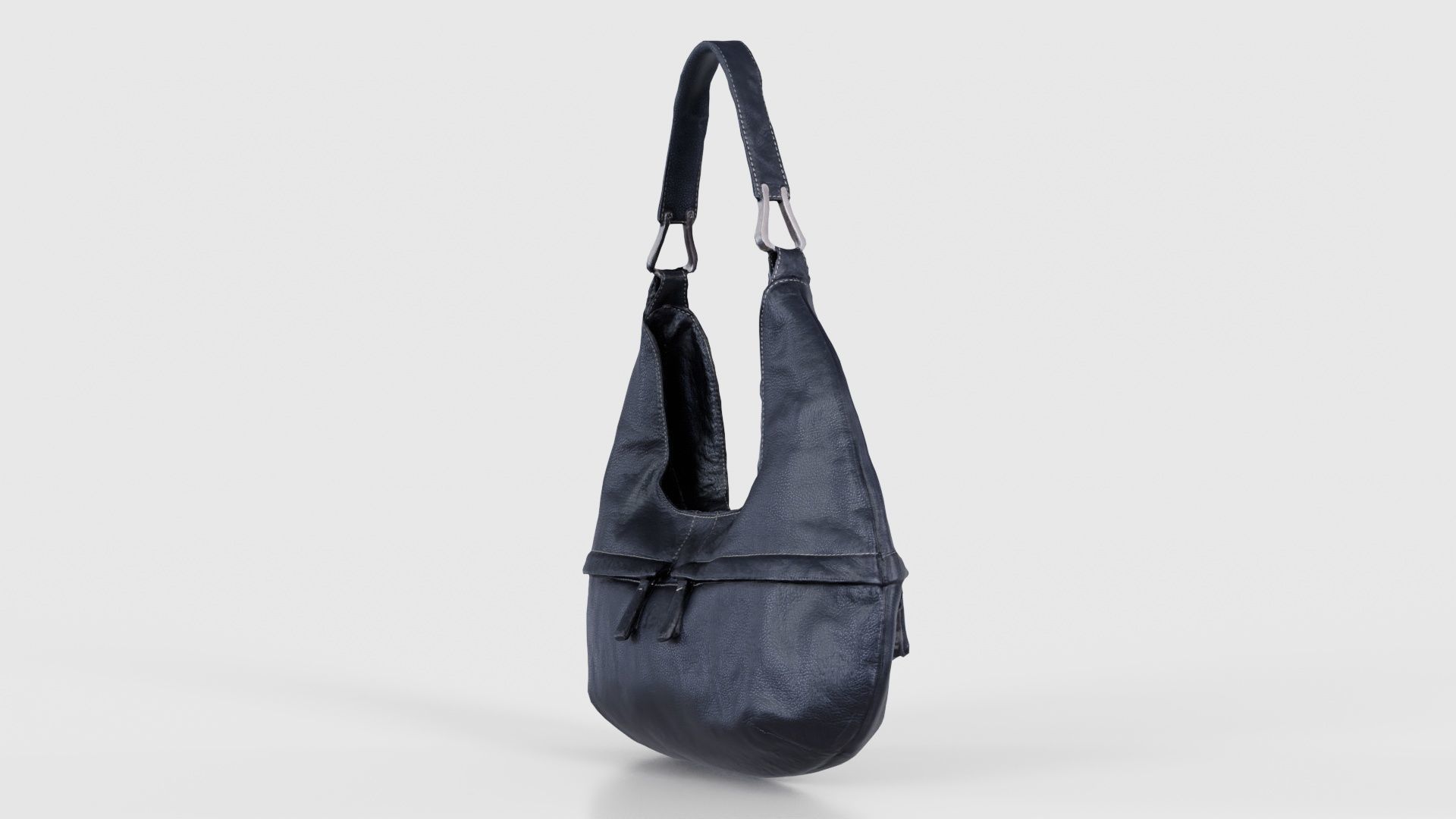 Black Leather Handbag Low-poly 3D model_25