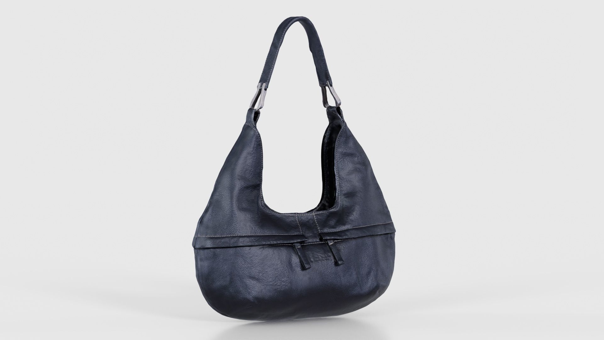 Black Leather Handbag Low-poly 3D model_16