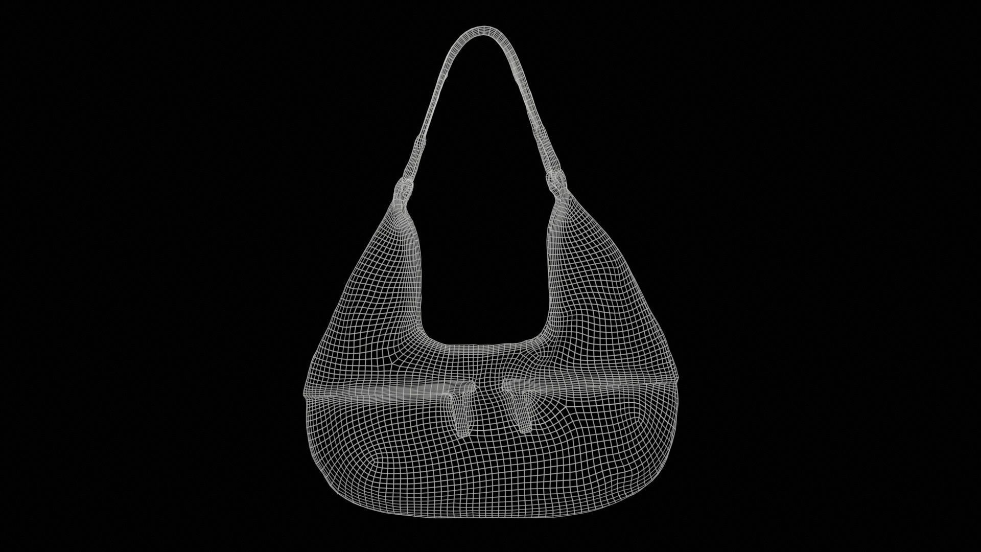 Black Leather Handbag Low-poly 3D model_11