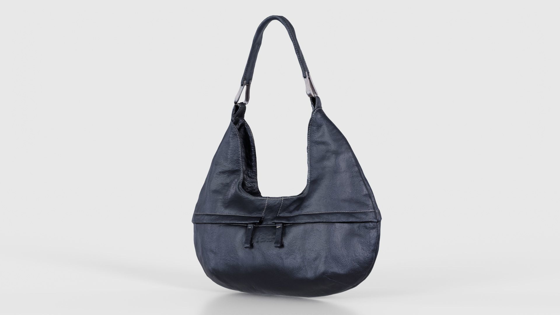Black Leather Handbag Low-poly 3D model_26