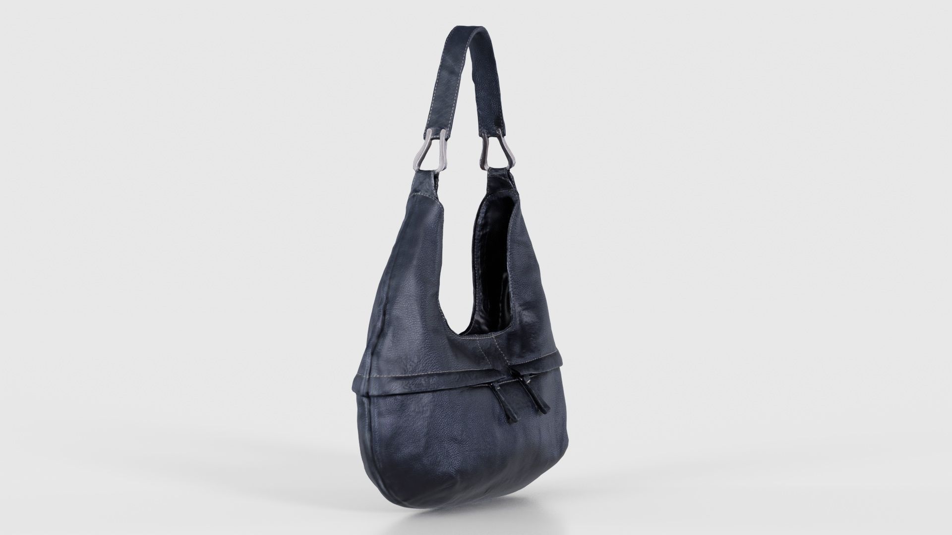 Black Leather Handbag Low-poly 3D model_17