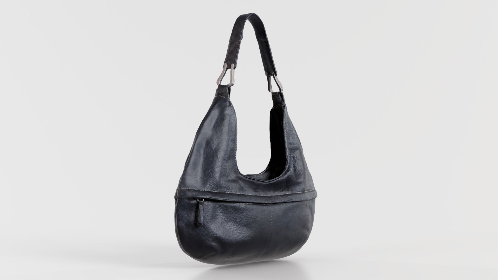 Black Leather Handbag Low-poly 3D model_8