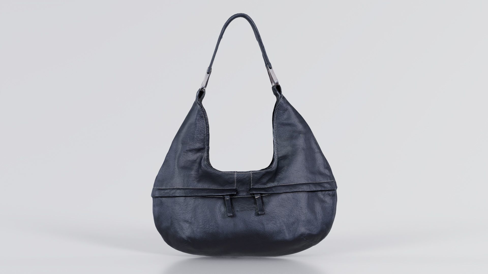 Black Leather Handbag Low-poly 3D model_2