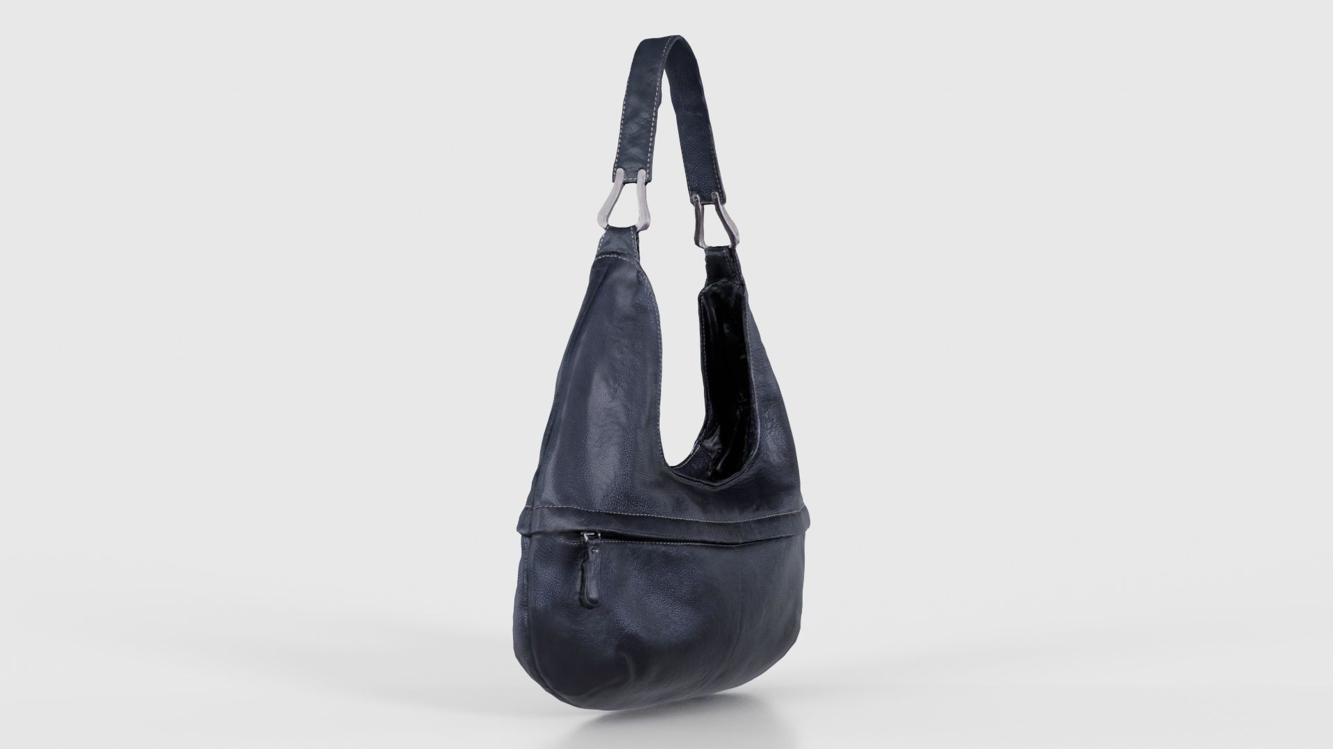 Black Leather Handbag Low-poly 3D model_23