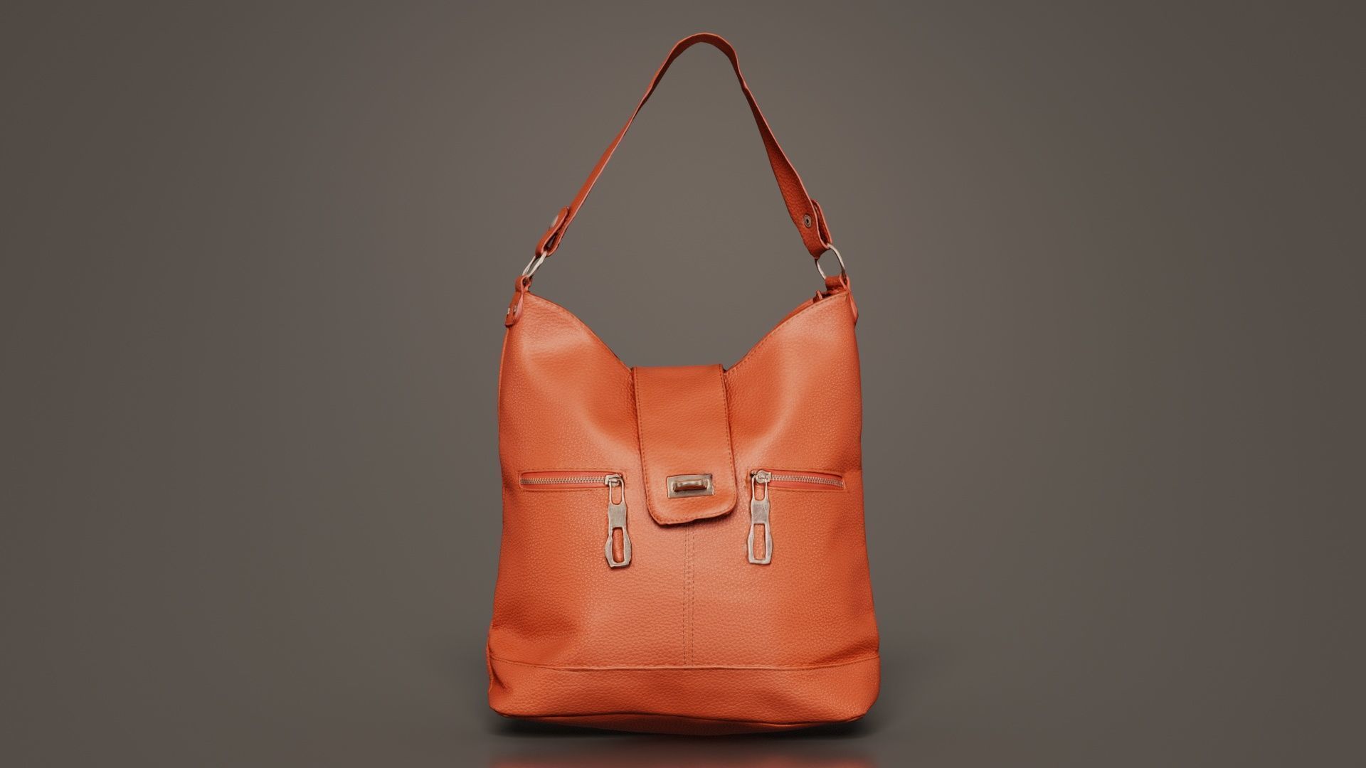 Orange Leather Handbag Low-poly 3D model_6