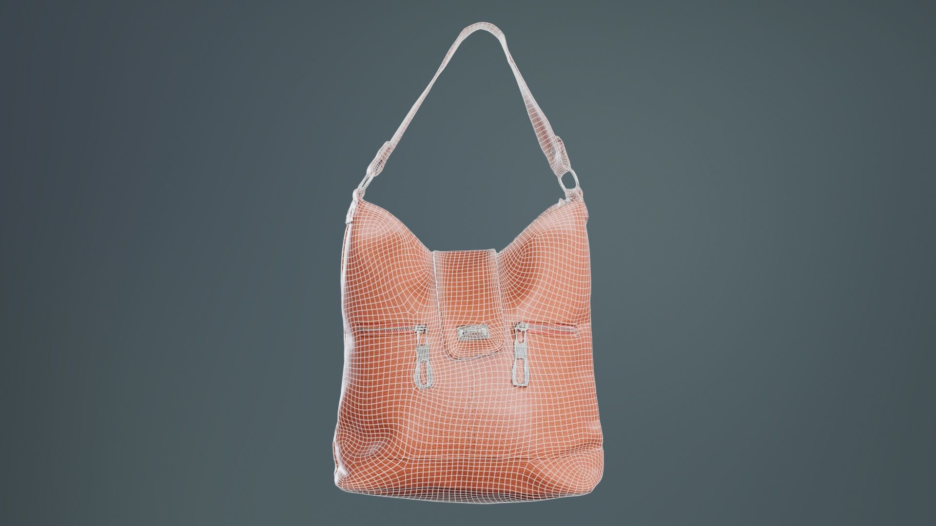 Orange Leather Handbag Low-poly 3D model_9