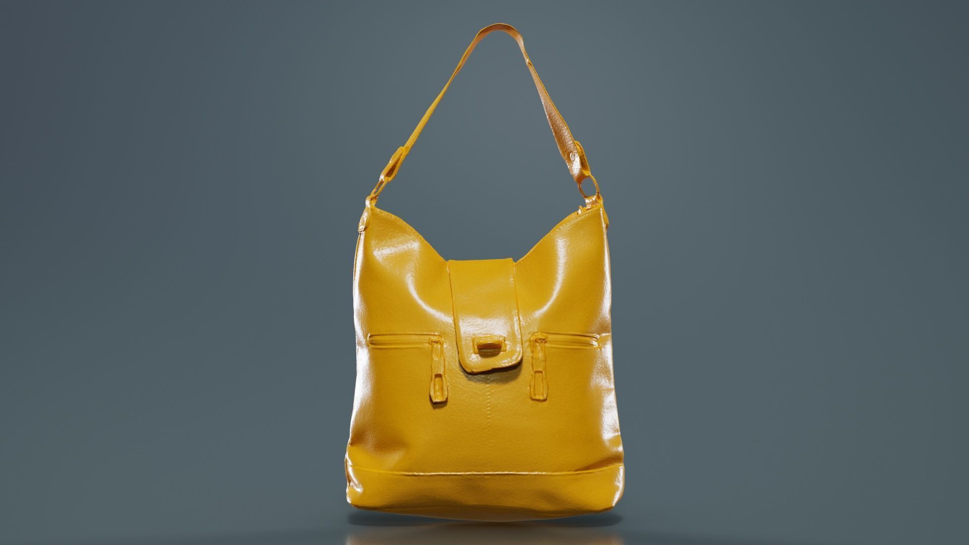 Orange Leather Handbag Low-poly 3D model_12