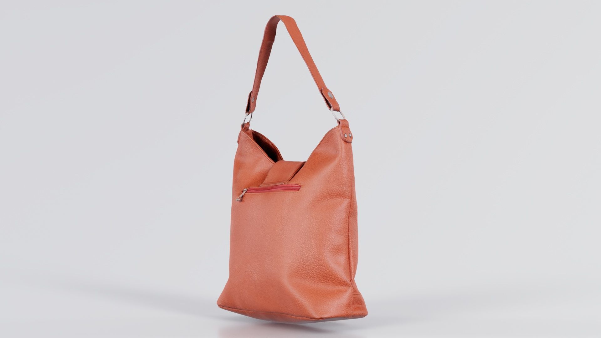 Orange Leather Handbag Low-poly 3D model_3