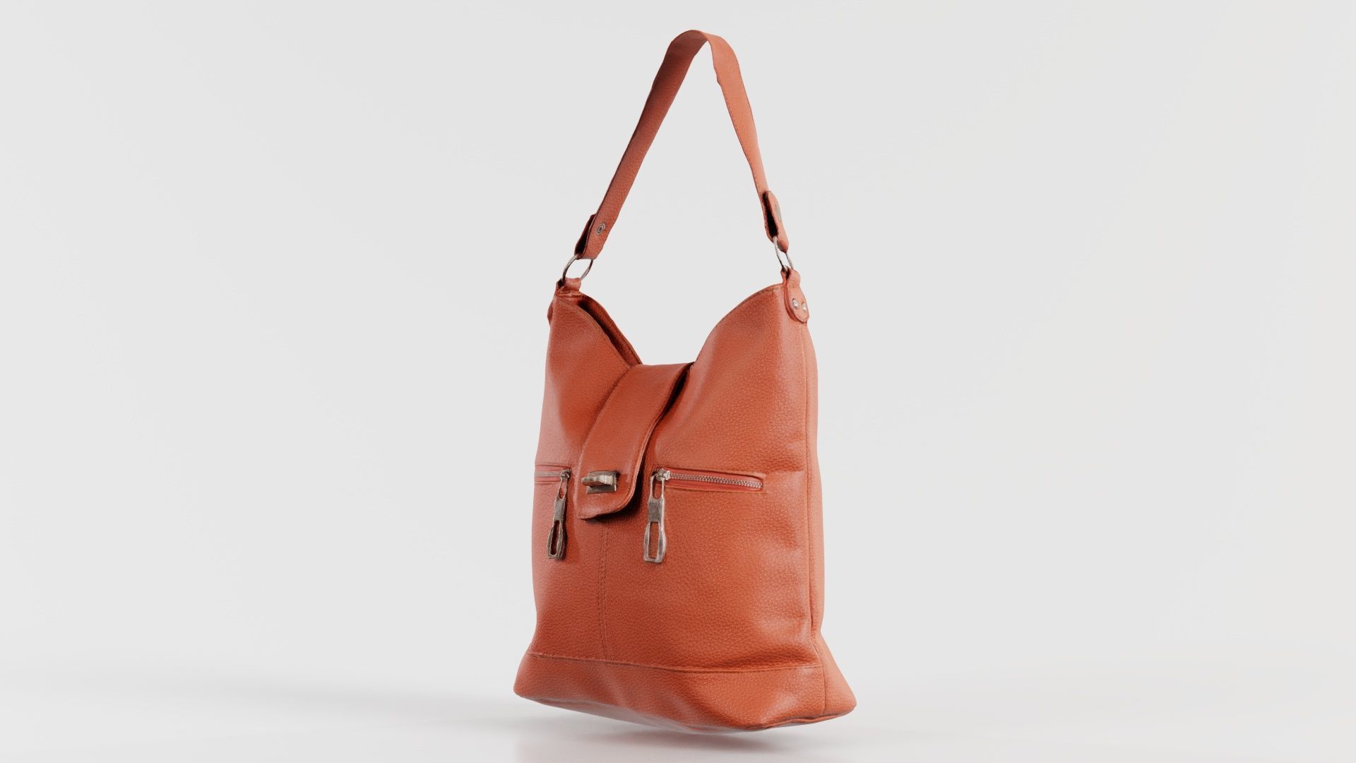 Orange Leather Handbag Low-poly 3D model_2