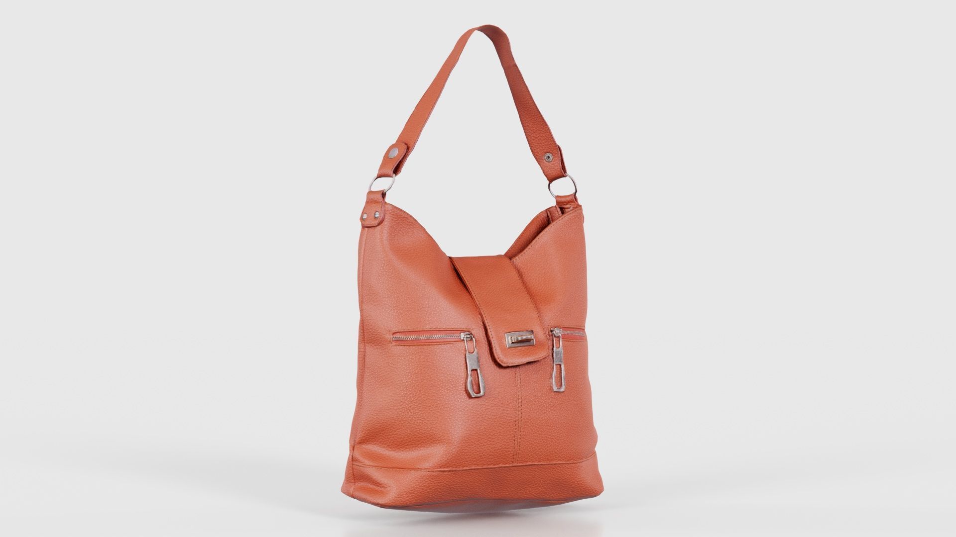 Orange Leather Handbag Low-poly 3D model_16
