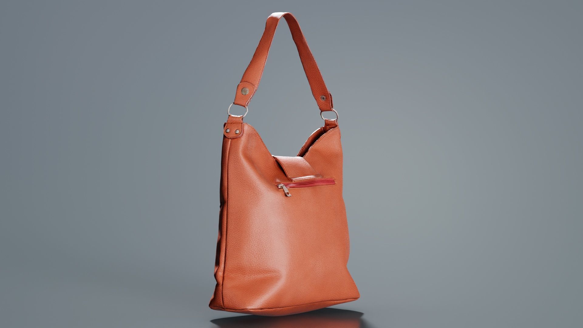Orange Leather Handbag Low-poly 3D model_5