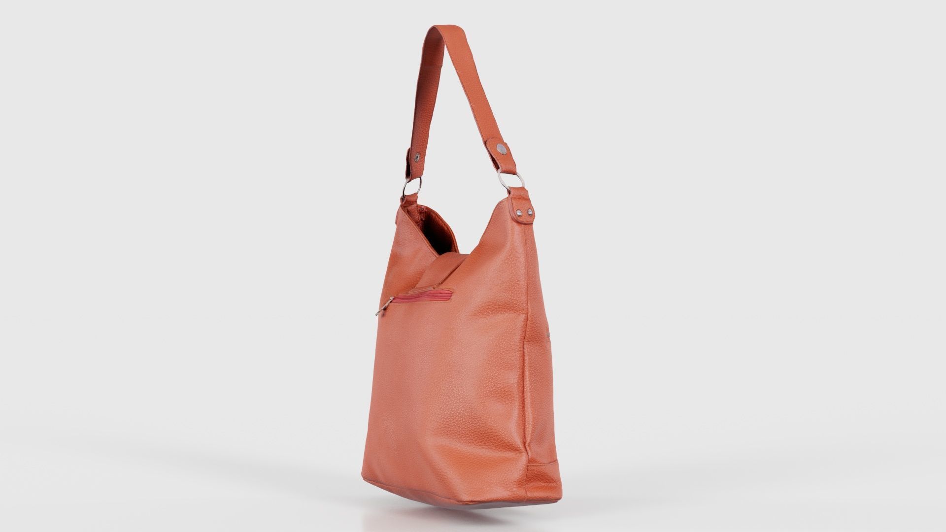 Orange Leather Handbag Low-poly 3D model_19