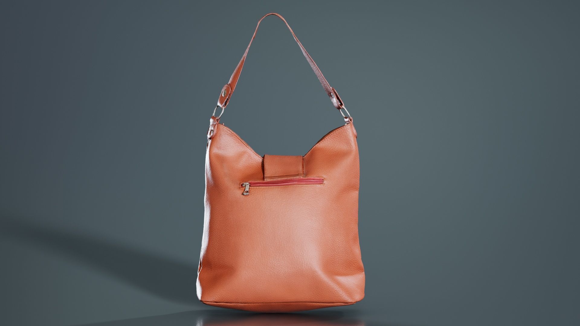Orange Leather Handbag Low-poly 3D model_8