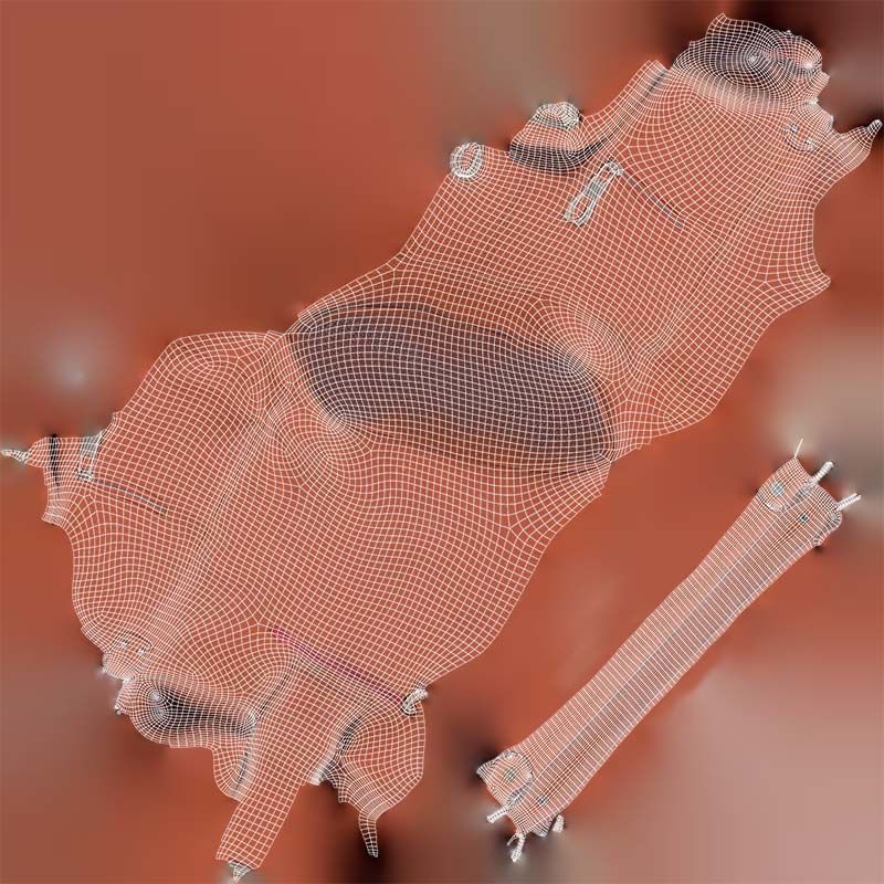 Orange Leather Handbag Low-poly 3D model_14