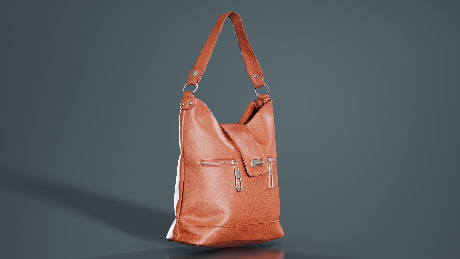Orange Leather Handbag Low-poly 3D model_4