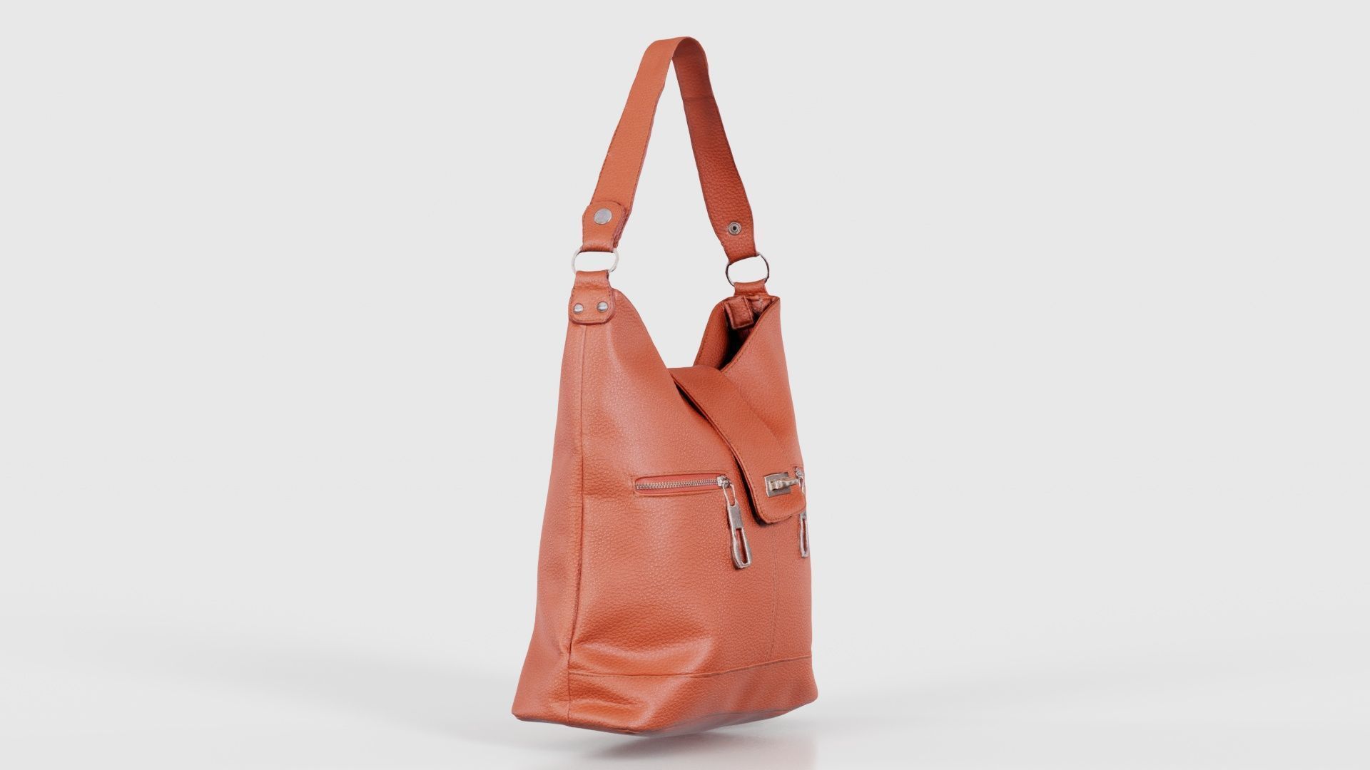 Orange Leather Handbag Low-poly 3D model_17