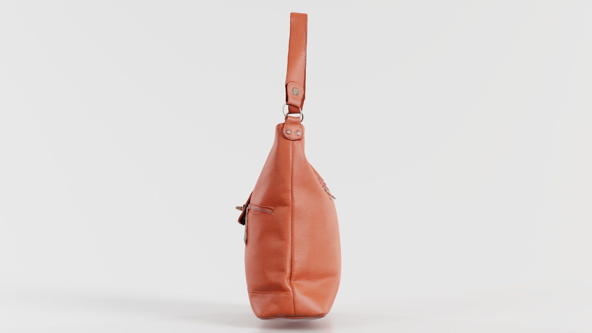 Orange Leather Handbag Low-poly 3D model_7