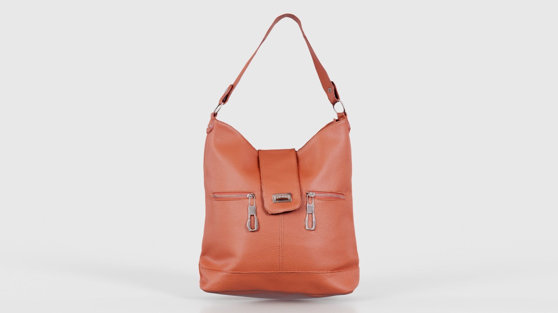Orange Leather Handbag Low-poly 3D model_15