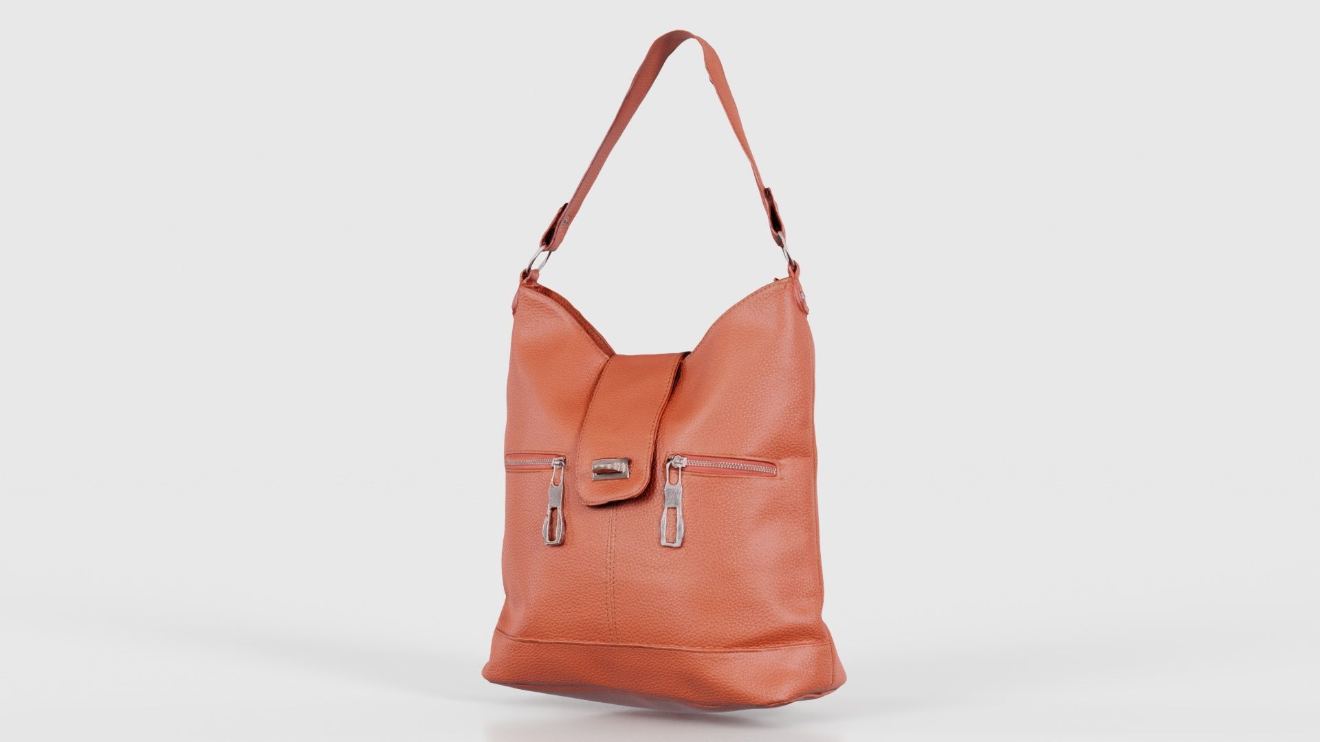 Orange Leather Handbag Low-poly 3D model_26