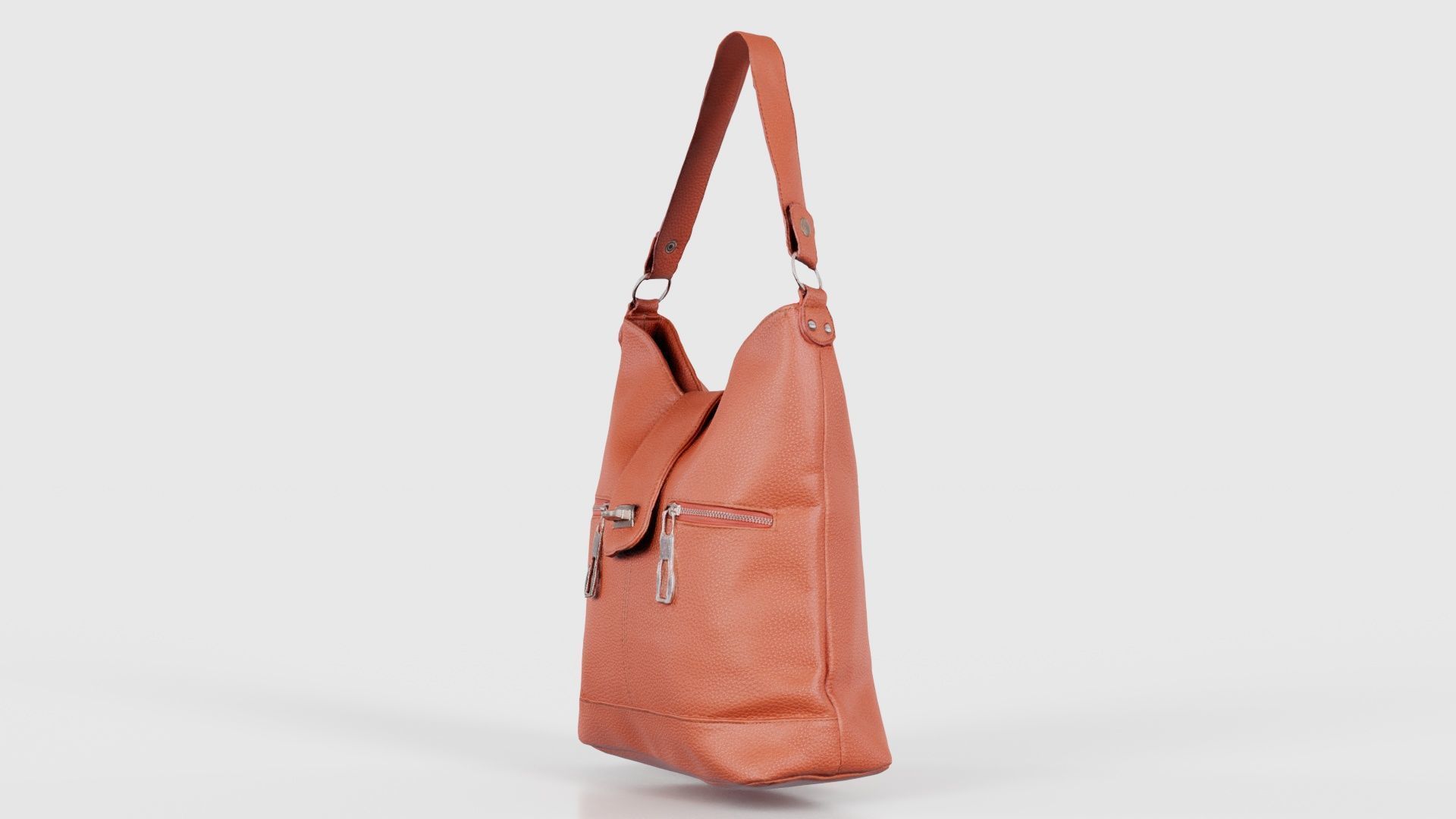 Orange Leather Handbag Low-poly 3D model_25
