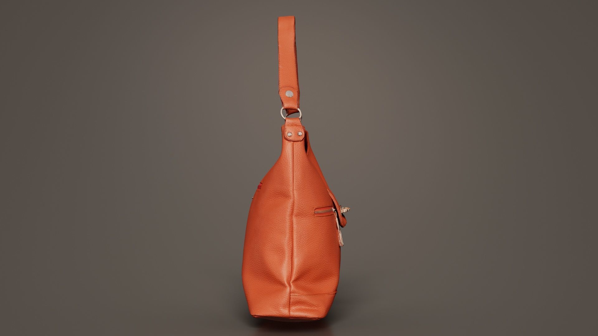 Orange Leather Handbag Low-poly 3D model_1