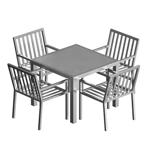 Outdoor metal furniture stainless steel table and chair